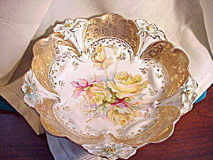 Rs Prussia Lily Mold Ten Footed Gold Bowl