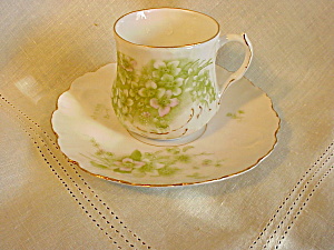Delicate German China Cup/saucer W/green
