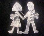 Boy and Girl Sterling Silver Pin