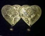 Two Vintage Brass Finished Hearts Pin