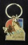 Cowboy Roping Steer - Wyoming Key Chain