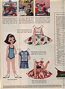 1958 Betsy Mccall Paper Doll Uncut Visits