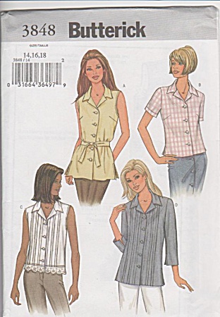 Butterick 3848 - M/mp-14-18 - Top And Belt - Oop