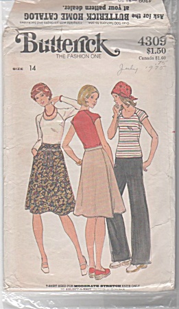 Wrap Skirt T-shirt Pants 1970's Pattern 14