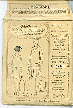 Vintage Girls Dress Pattern From 1926