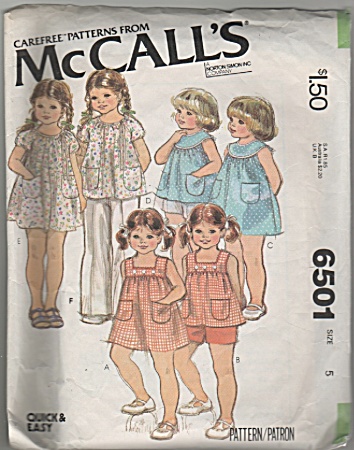 Mccalls - Sz 5 - Girls Summer Outfits - Oop - 6501