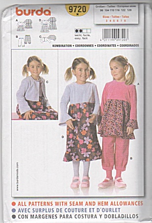 Burda - Pattern - 9719 - Size 3-8 Girls - Outfits