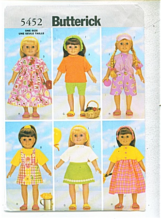 Doll Pattern Butterick 5452 18 In Doll Pat