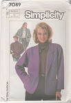 Simplicity 7089~Lined Jacket shawl collar