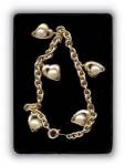 Lovely Hearts Dangle Goldtone w Faux Pearl Bracelet
