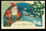 1909 Germany Father Christmas w House Postcard