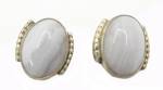 Vintage White Glass & Sterling Earrings