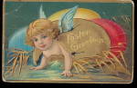 Great Easter Angel Crawling Out of Egg 1907 Postcard