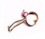 Lovely Antique Goldtone & Pink Stone Glove Clip