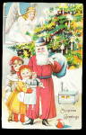 Santa Claus in Blue Hat with Girls 1908 Postcard