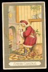 Merry Christmas Santa Claus w Stocking 1910 Postcard
