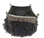 Old 6" Blue/Black Beaded Purse with Silver Frame