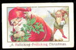 1910 Santa Claus with Elf & Bag Frolicking Postcard