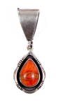 Native American OD Sterling Red Glass Pendant