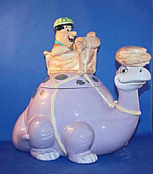 Fred Flintstone On Dinosaur Cookie Jar.