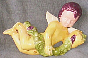 Adorable Angel Wall Plaque Holding Fruit Swag