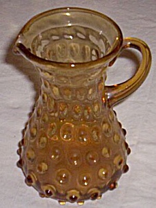 Vintage Amber Hobnail Art Glass Pitcher