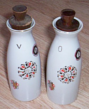 Antique Porcelain Vinegar And Oil Cruets