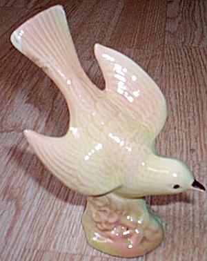 Vintage Bird On Flowered Stump Figurine