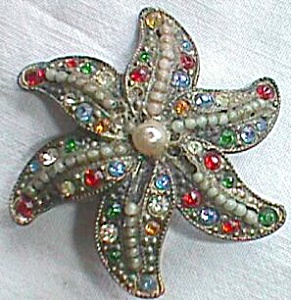 Stunning Bejeweled Antique Star Fish Brooch Free Shipping
