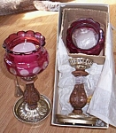 Pair Bohemian Cut Glass Candle Holders