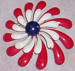 Red White & Blue Pinwheel Enameled Brooch
