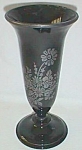 Black Glass Vase Sterling Silver Overlay