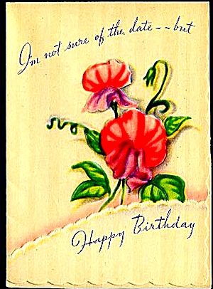 Not Sure Of Date, But Happy Birthday Embossed Wwii Era Greeting Card