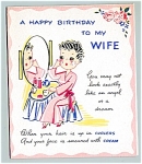 Comic WWII Era Birthday Greetings - Wife