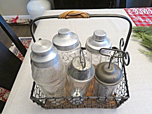 Variety Vintage Mixer Jars & Basket