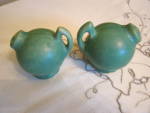 Vintage Matte Green Pottery Shakers