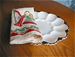 Fire King Deviled Egg Dish and Holiday Linen