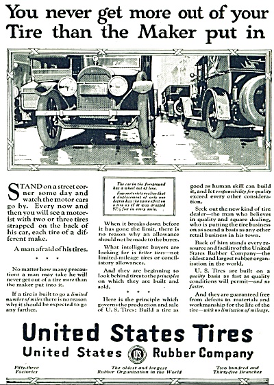 United States Tires Ad - 1920