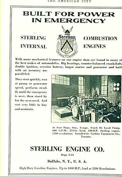 Sterling Engine Co. Ad Port Hope Ontario Ca