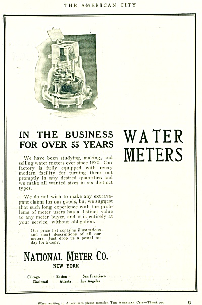 Vintage National Water Meter Co. Ad