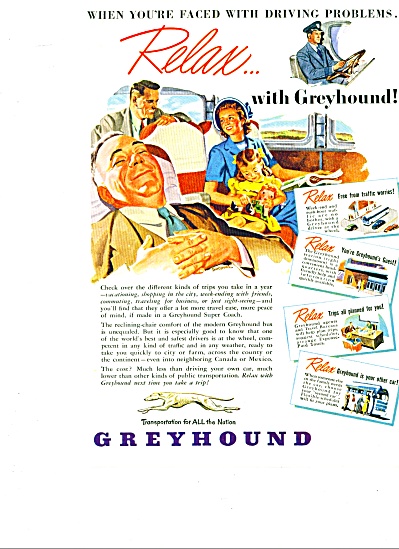 1948 Greyhound Bus Ad Art Sip
