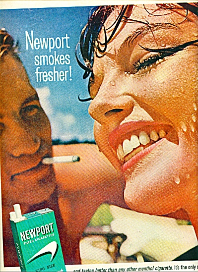 1964 Newport Cigarette Ad Wet Woman