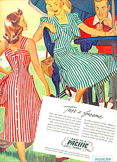 1948 - Pacific Mills Clothing Ad Artwork Cute