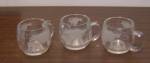 Vintage 1970s Set of 3 Nestle Etched Clear Glass World 