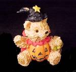Halloween Witch Teddy Bear Jack-O-Lantern Figurine