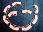 50's pink plastic necklace & earrings