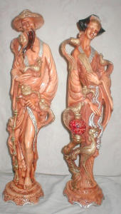 2 Oriental Carved Figurines