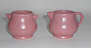 Rosemeade Pottery Dusty Rose Demi Creamer/sugar Bowl
