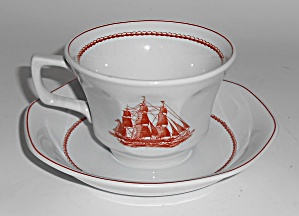 Wedgwood Pottery Flying Cloud Red Cup/saucer Set