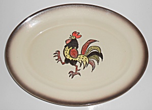 Metlox Poppytrail Pottery Red Rooster 13-5/8'' Platter